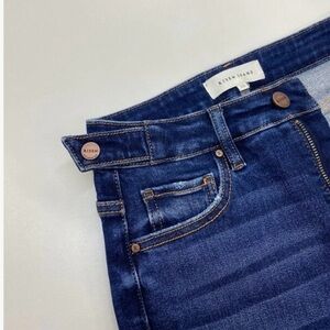 Risen High Waisted wide leg jeans - Adjustable waist Tummy control DarkJeans